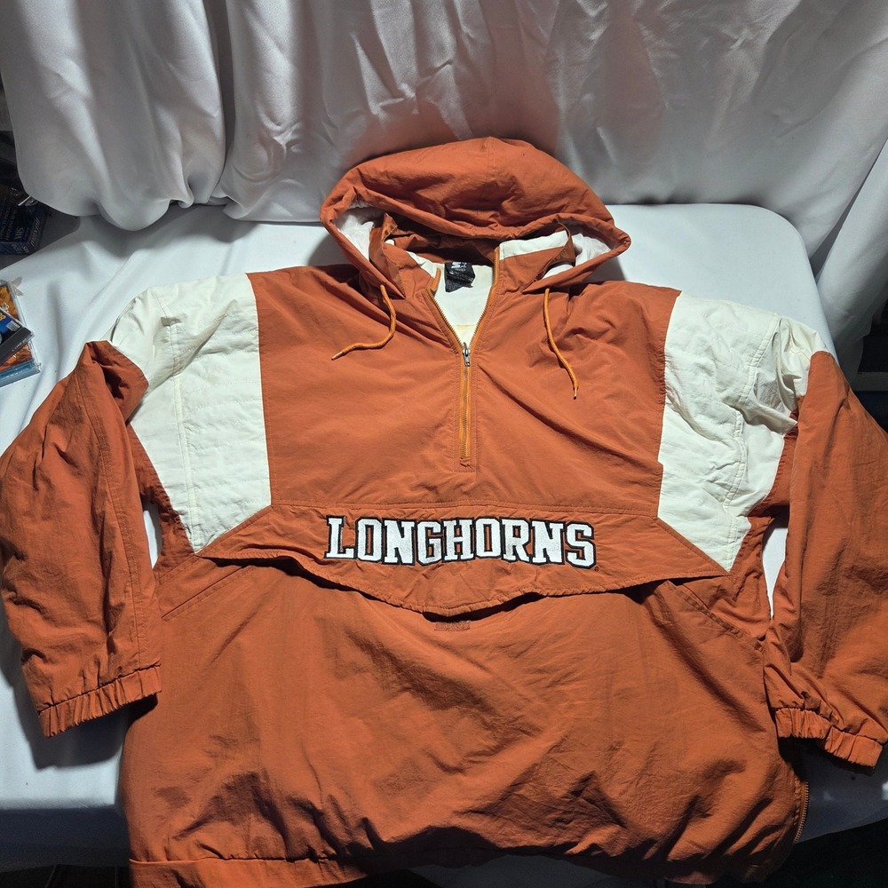 Vintage Starter Texas Longhorns Half Zip Windbreaker Jacket Orange Mens Large